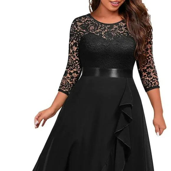 Dresses | Miusol Womens Plus Size Elegant Ruffle Floral Lace Bridesmaid Maxi  Dress | Poshmark